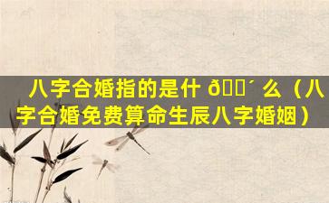 八字合婚指的是什 🐴 么（八字合婚免费算命生辰八字婚姻）